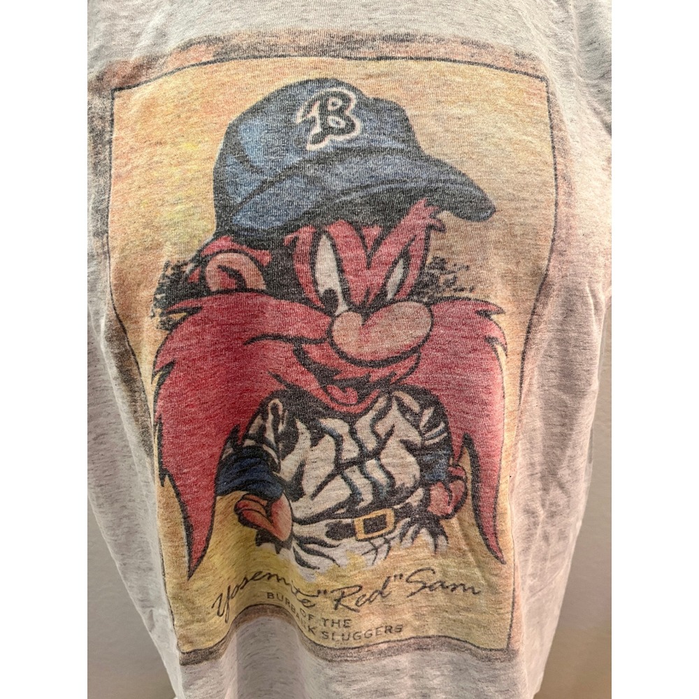 ACME Yosemite Sam T-Shirt Mens Large Grey Excellent 90s Looney Tunes Baseball